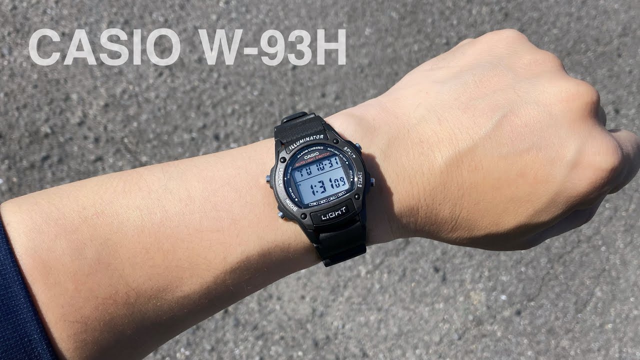 王道！チープカシオスポーツウォッチ！自動点灯の美しいライトと定番デザインでファッションを引き立てる。CASIO W93H