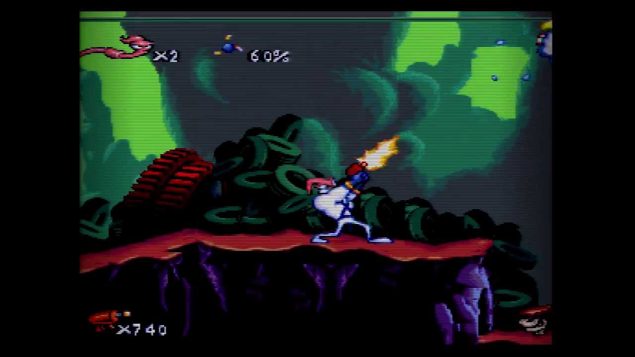 XRGB-mini Framemeister Scaler Test. Scanlines. Earthworm Jim. SNES. 720p.
