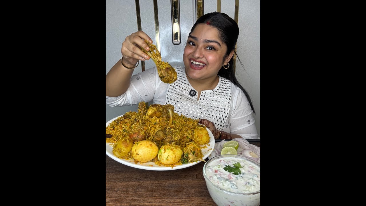 LIVE MUKBANG‼️CHICKEN DUM BIRYANI WITH VEGETABLE RAITA AND SALAD