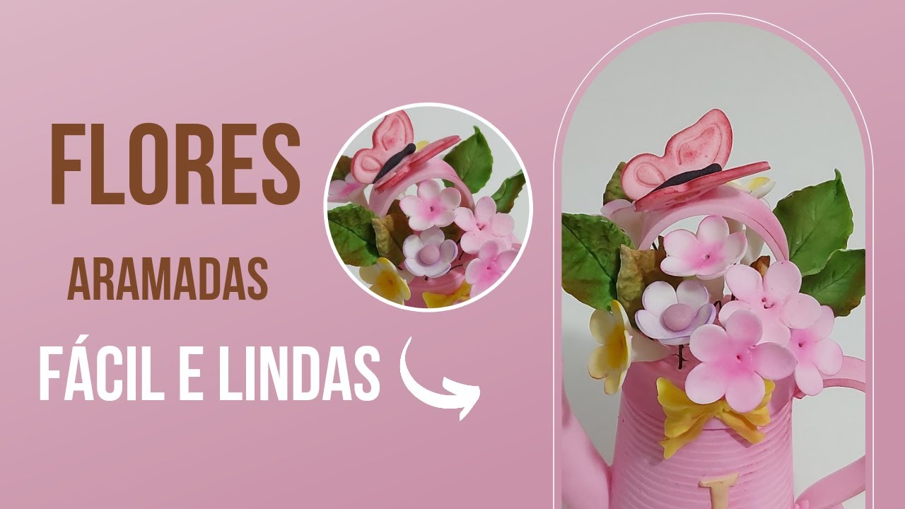 Flores de pasta americana, aramadas para aplicar nos doces personalizados e bolos. Tutorial fondant