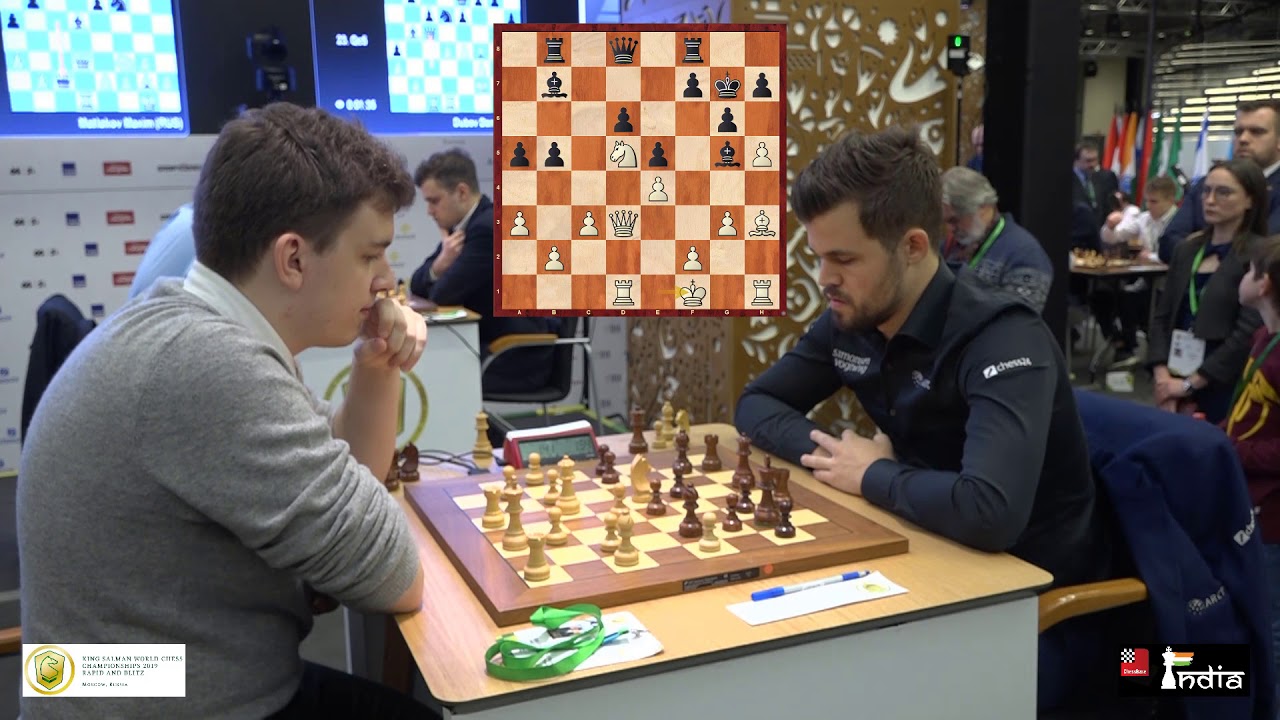 Magnus Carlsen takes 1 minute 17 seconds for one move against Duda in 3 minute blitz