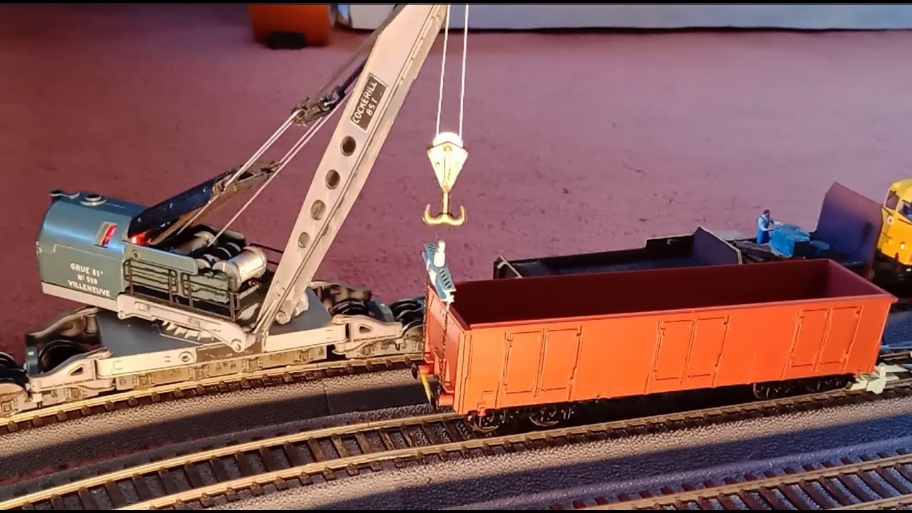 Grue Cockerill 85t #Jouef motorisée - Scénario simulation intervention suite déraillement