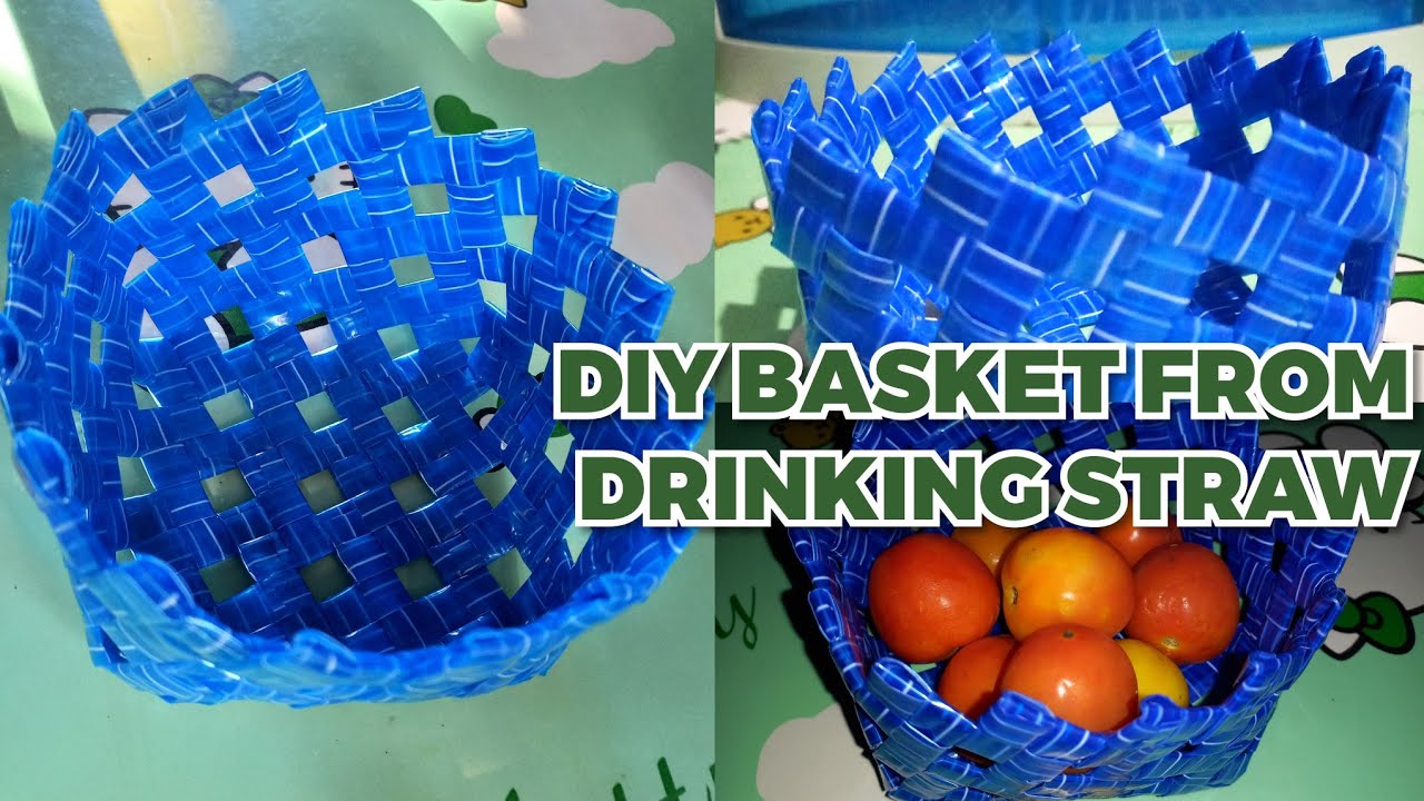 DIY BASKET FROM RECYCLED DRINKING STRAW