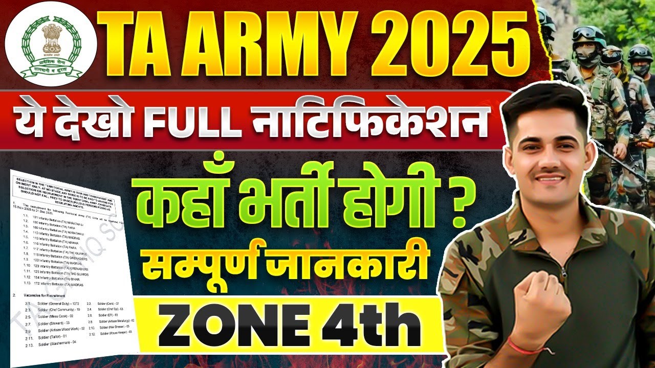 Army TA Bharti Full Notification 2025 |TA Official Notification 2025 | Army Ta Zone 4th Notification