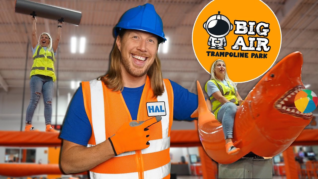 Handyman Hal at Trampoline Park with Friend | Tools for Kids