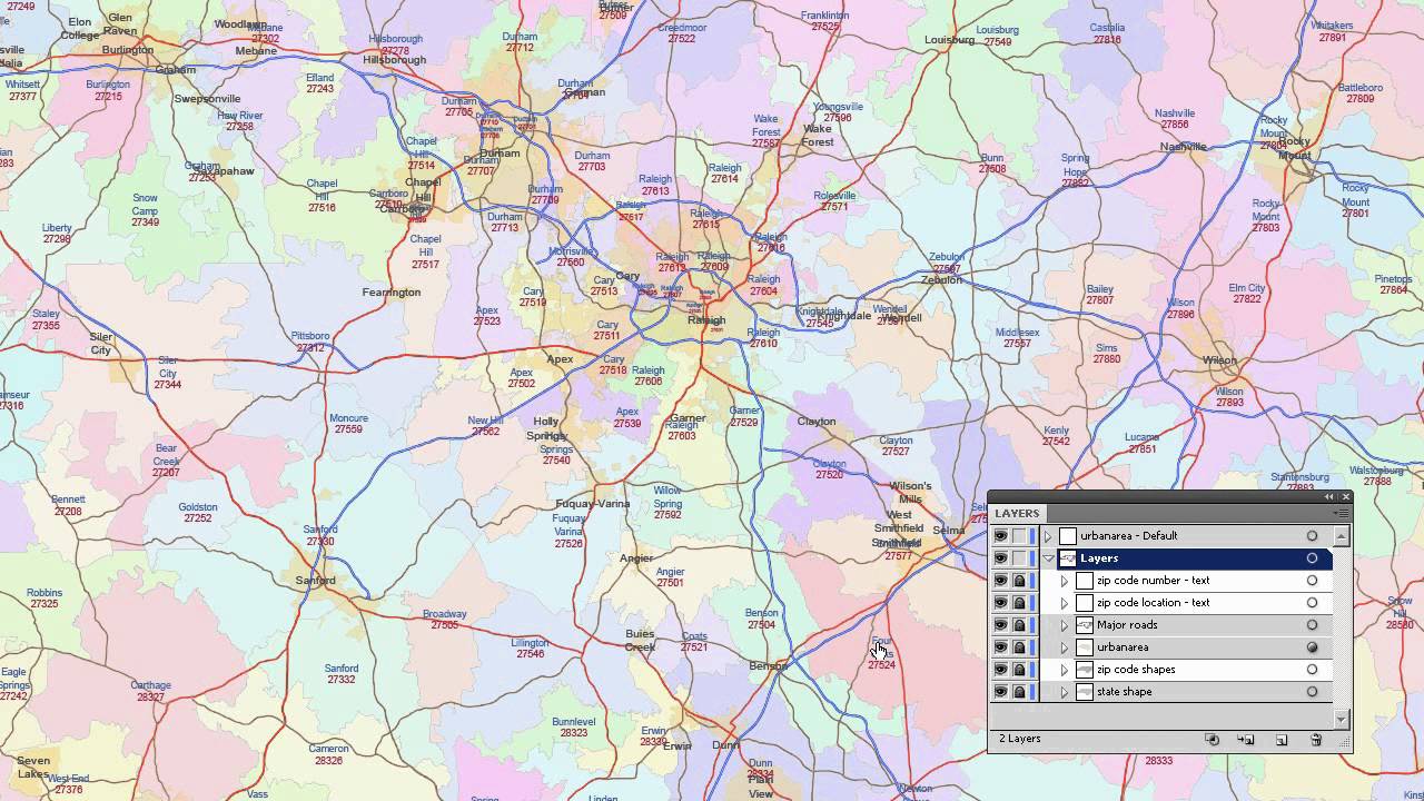 North Carolina zip code map