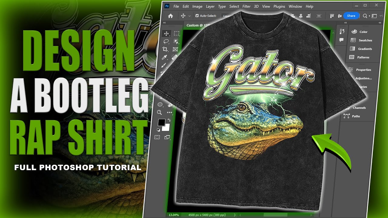How I Designed a Vintage T-Shirt in Photoshop🔥Gator Streetwear Design Process