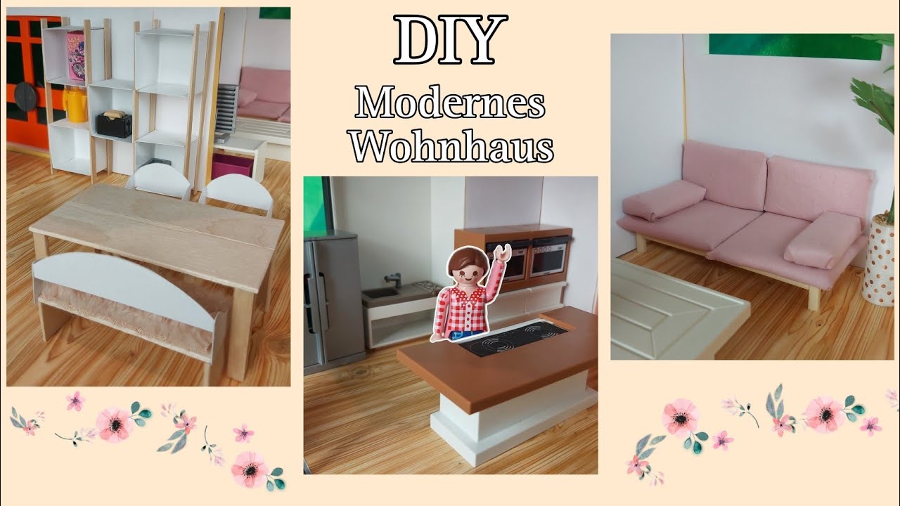 Playmobil- DIY Wohnzimmer, Küche und Esszimmer- Modernes Wohnhaus- Pimp my Playmobil | Familie Hund