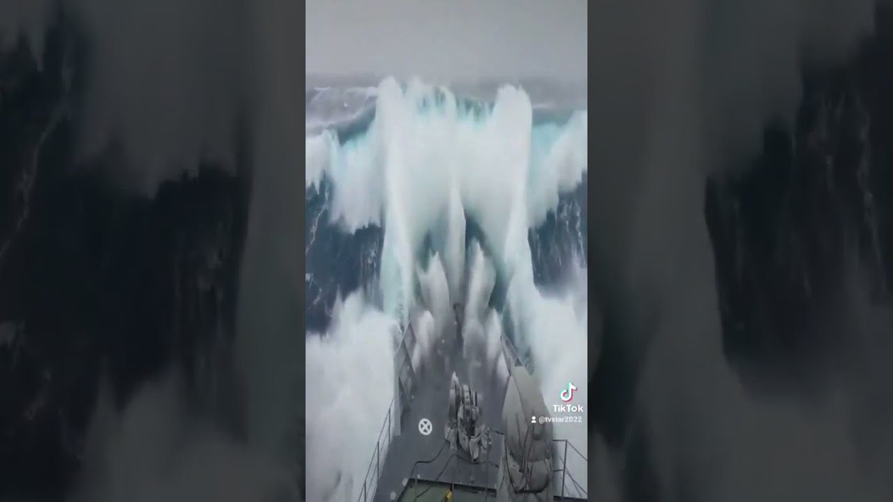 Ship in Storm! 🌊😱 Check Full Video 👉  #hurricane #ship #storm #ocean #waves #viral