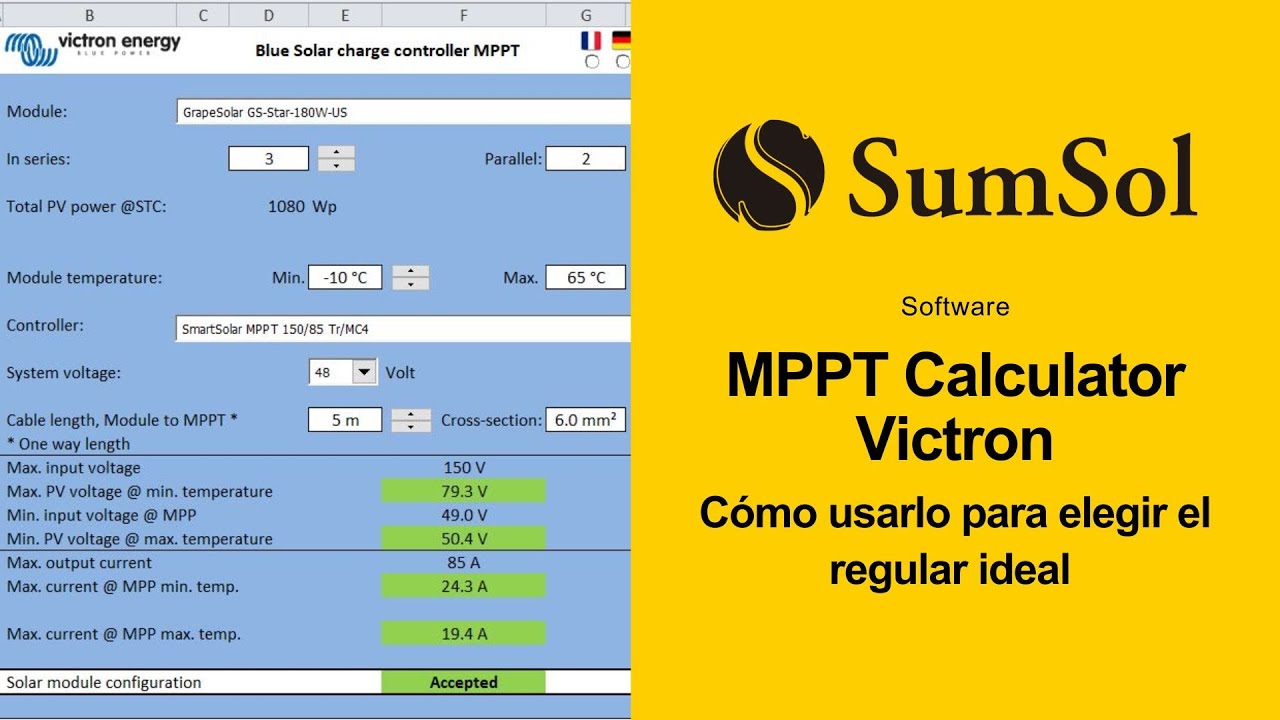 Software Victron | MPPT Calculator: Cómo usarlo para elegir el regular correcto