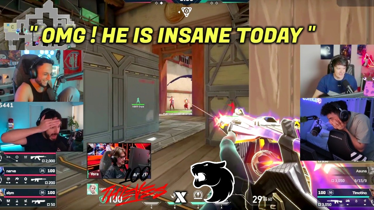 FNS, Sliggy, Tarik & S0m Reacts to 100T vs FURIA Insane Moments in VCT Stage 1