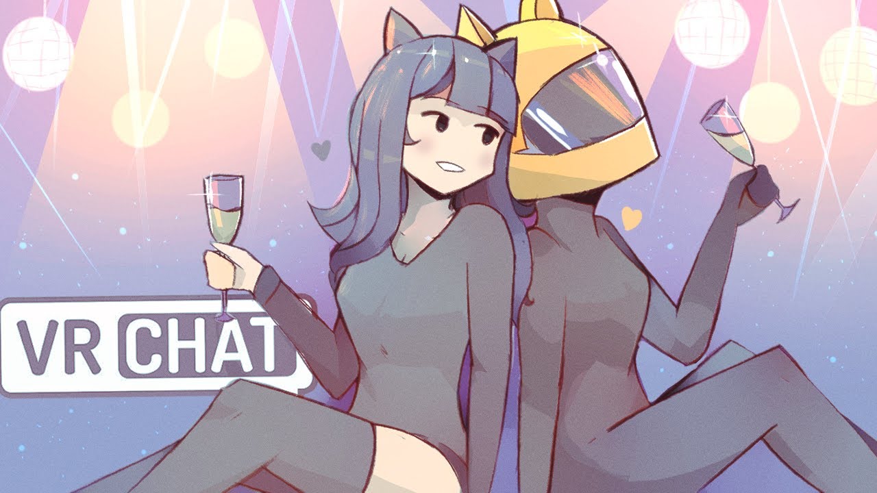две пьяные девушки-кошки исследуют VRCHAT