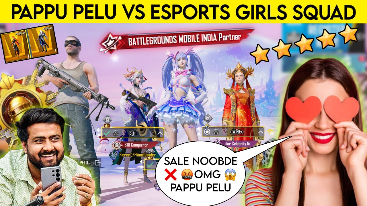 PAPPU PELU VS ESPORTS GIRLS SQUAD TROLLING ME BATTLEGROUND MOBILE INDIA PARTNER😈 | SHE GOT SHOCKED😨