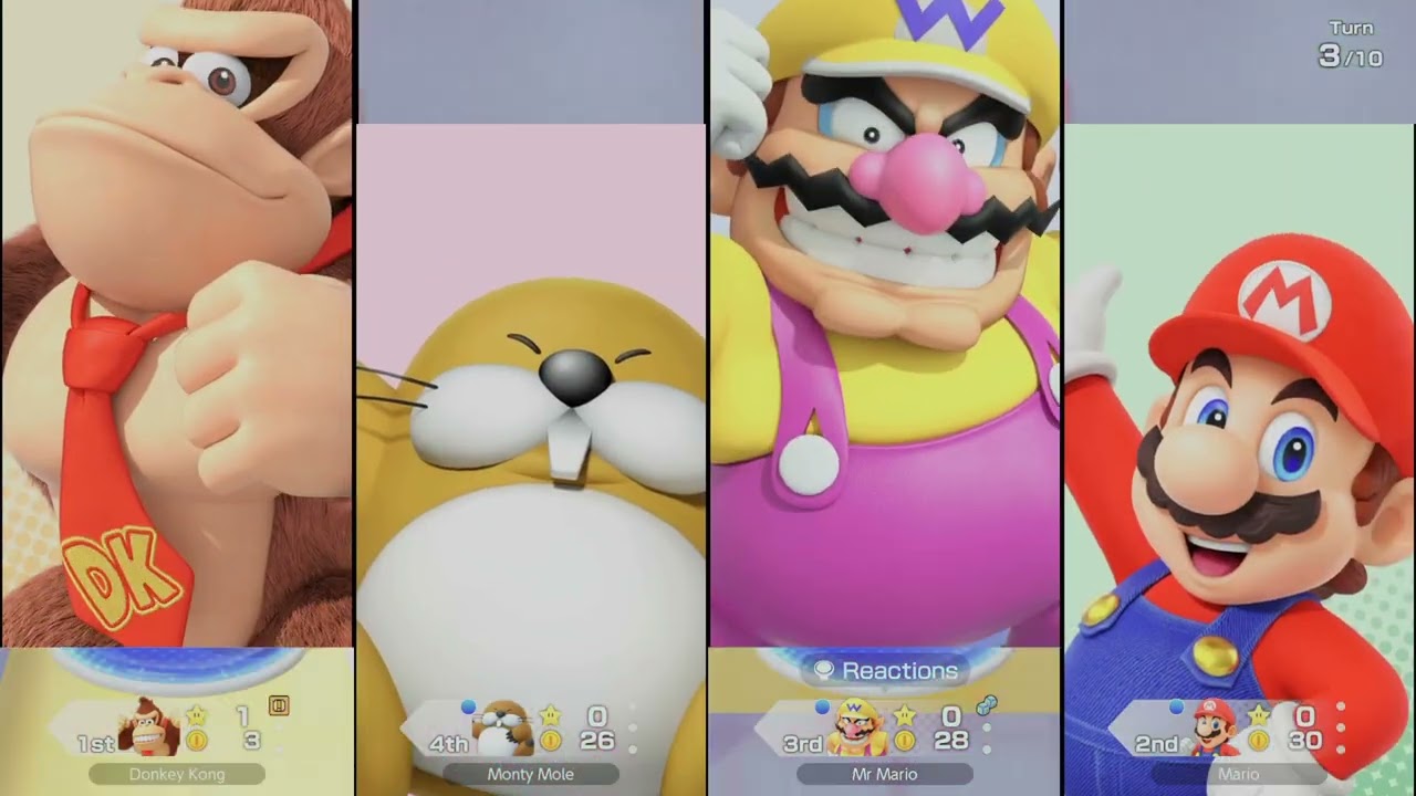 Super Mario Party Jamboree #111 - Wario vs Mario vs Monty Mole vs DK in Rainbow Galleria