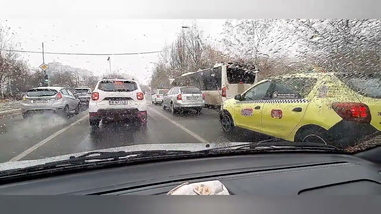 Vlog din masina -9.ian.2024- iarna autentica cu vant ninsoare si   buleala in trafic..!!