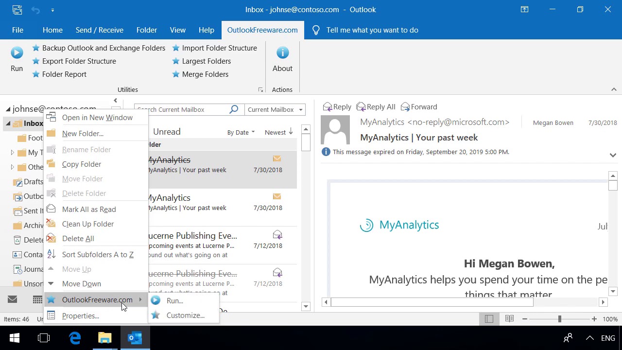 Delete Outlook Subfolders