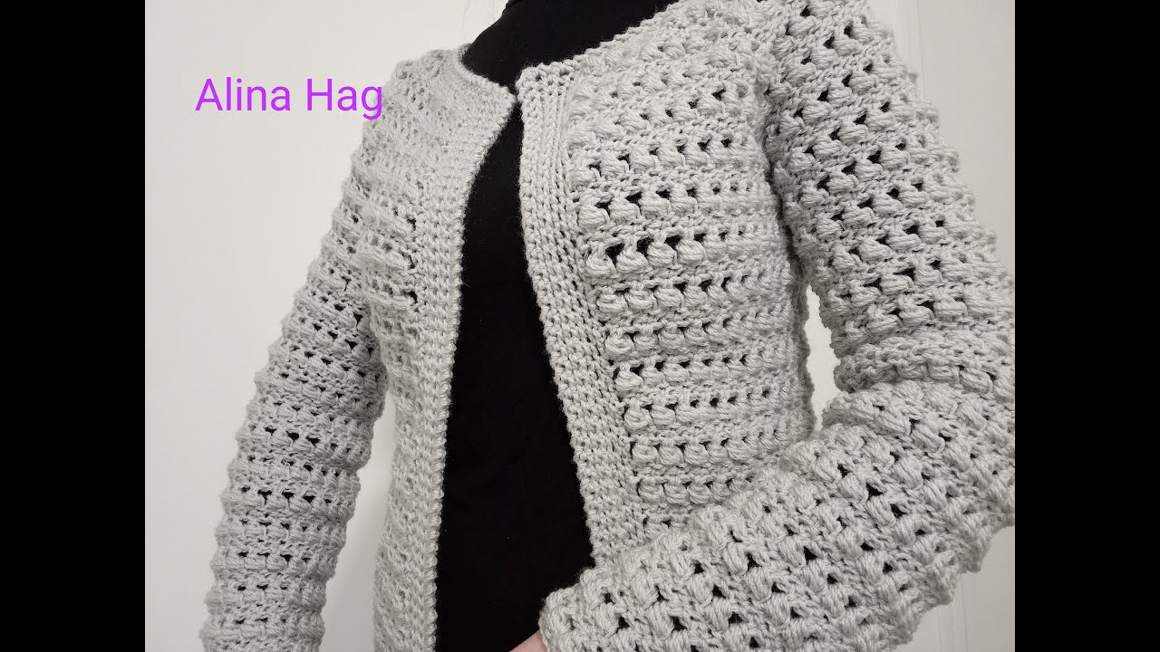jacheta Reliefuri crosetate/ beautiful jacket/ gilet au crochet/ стильный жакет крючком