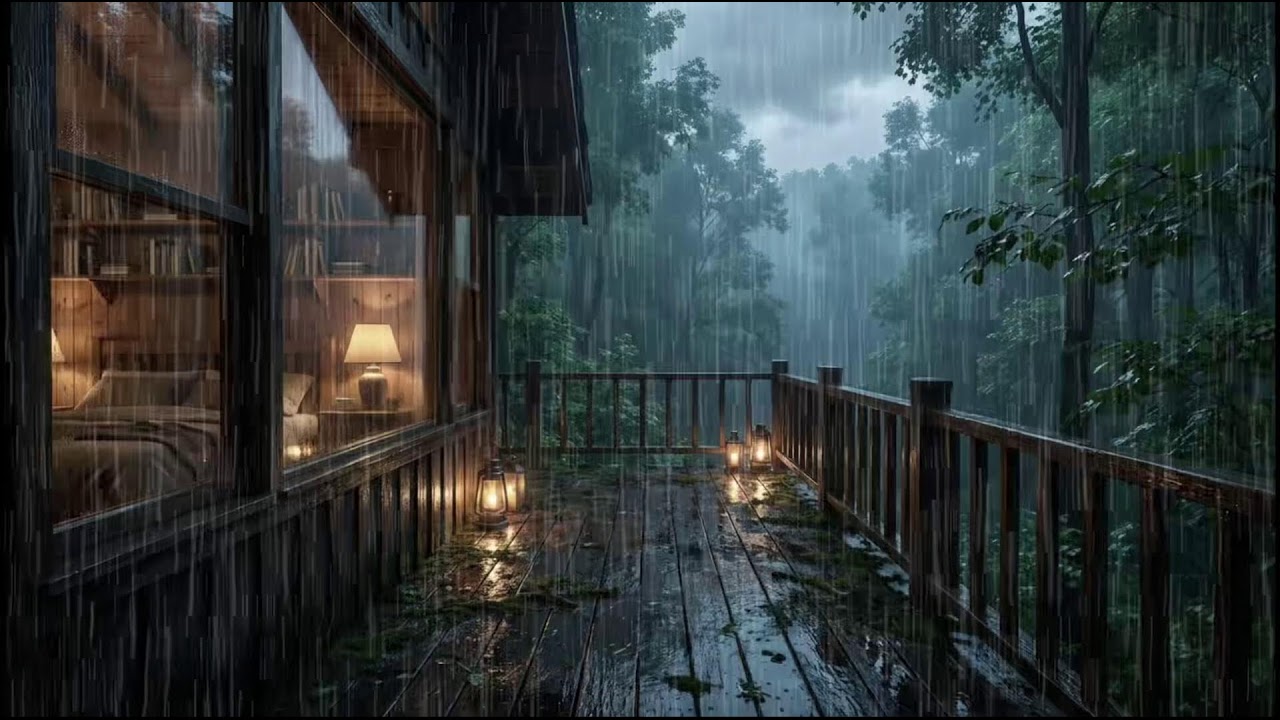 Relaxing Rain Ambience at a Forest Cabin 🌧 Soft Rain Sounds for Deep Sleep