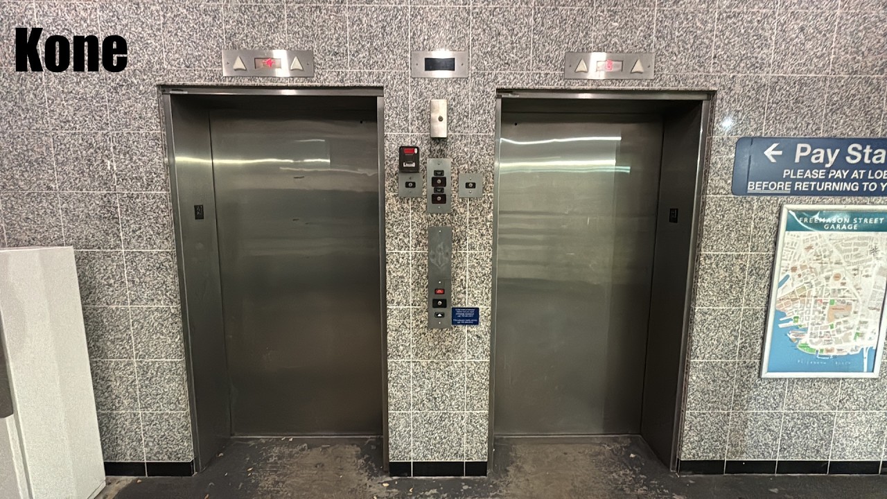 Glass Kone Traction Elevators at the Freemason St Garage in Norfolk, VA