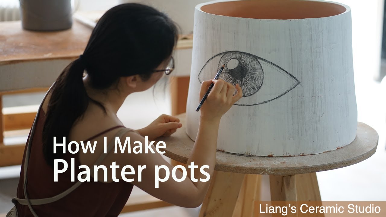 How to make ceramic planters, firing, decor, glazing, and potting plants, ASMR, final part