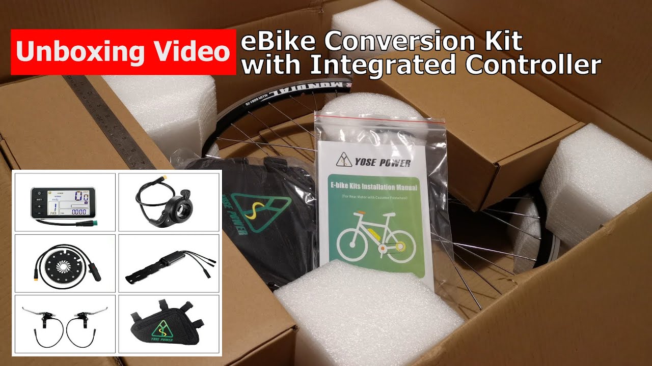 eBike Conversion Kit Unboxing, Integrated Controller Rear Drive Yose Power eBike Kit