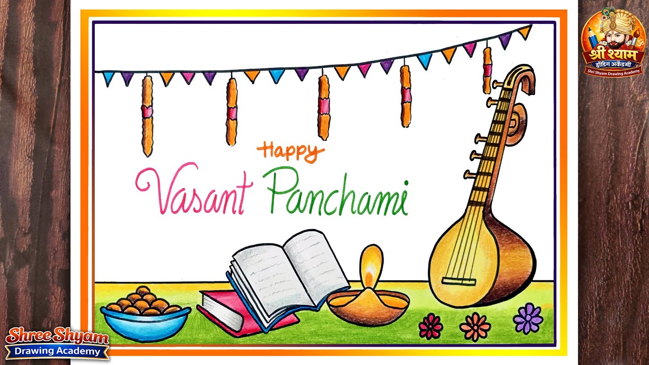 Basant Panchami Drawing Easy for Beginners | Step by Step