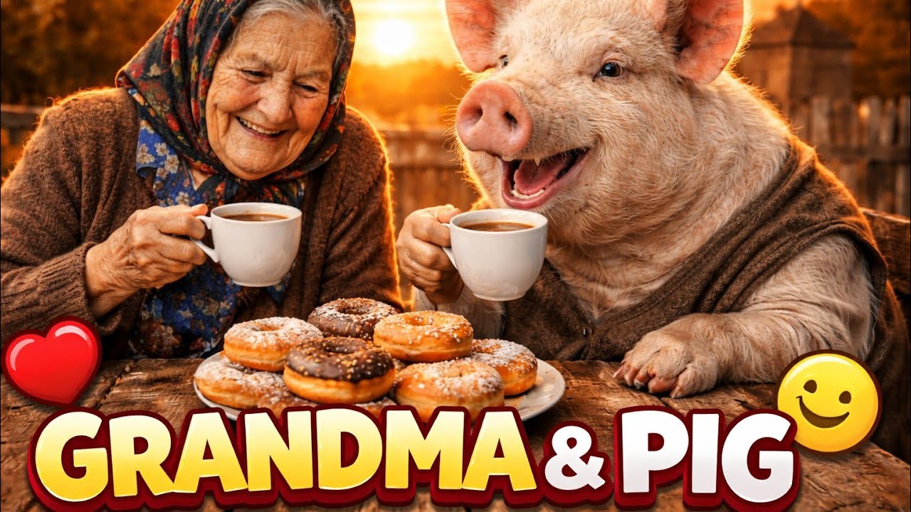 Baba și Porcul la Cafea ☕🍩 – Cea Mai Amuzantă Prietenie! 😂❤️