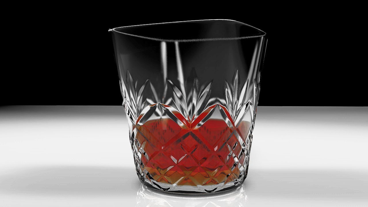 Cinema 4D tutorial - Crystal Whiskey Glass - Sub D modeling tutorial 3d model on surface
