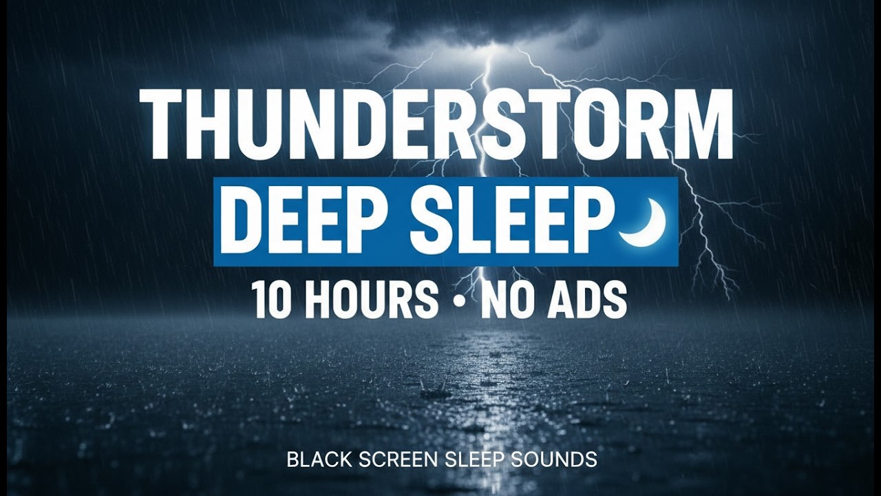 Thunderstorm Sounds for Deep Sleep ⛈️ Black Screen (10 Hours • No Ads) 🌙