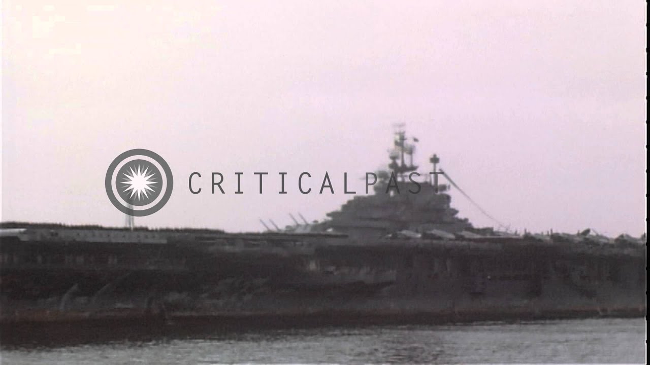 USS Shangri La (CV-38) and USS Hancock (CV-19) in the Pacific Ocean. HD Stock Footage