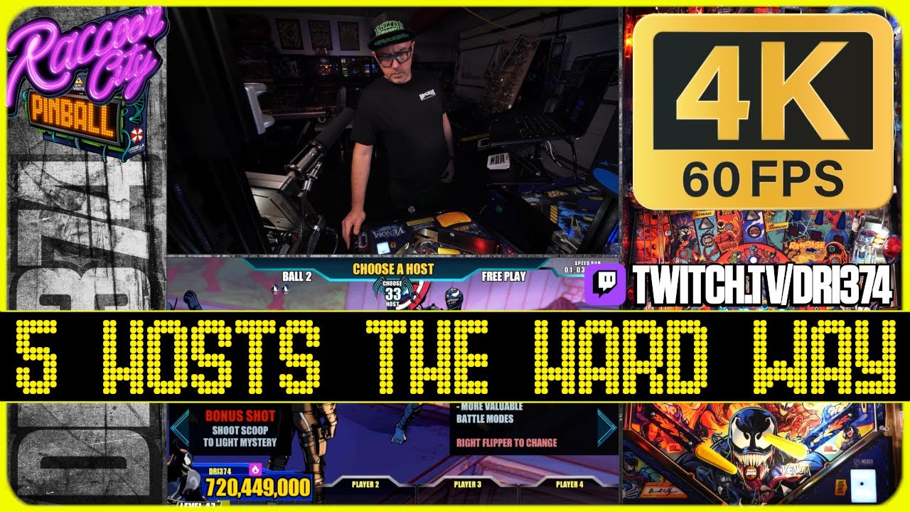 Stern Pinball Venom LE: Party of Five, the HARD way. Streamed from Raccoon City Pinball.
