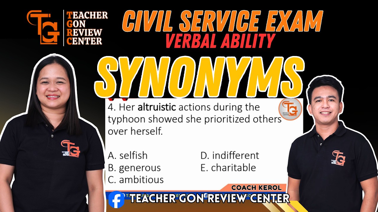 Synonyms - Verbal Ability | CSE - LET - NAPOLCOM - UPCAT