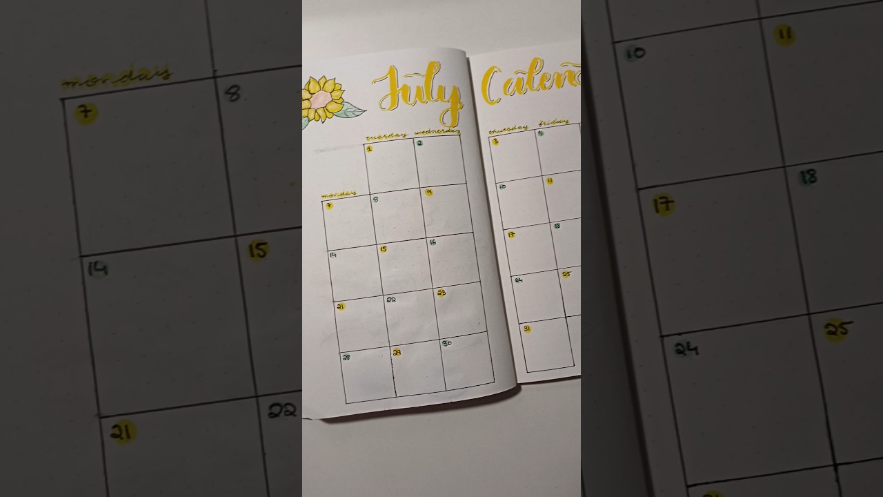 July calendar page🌻