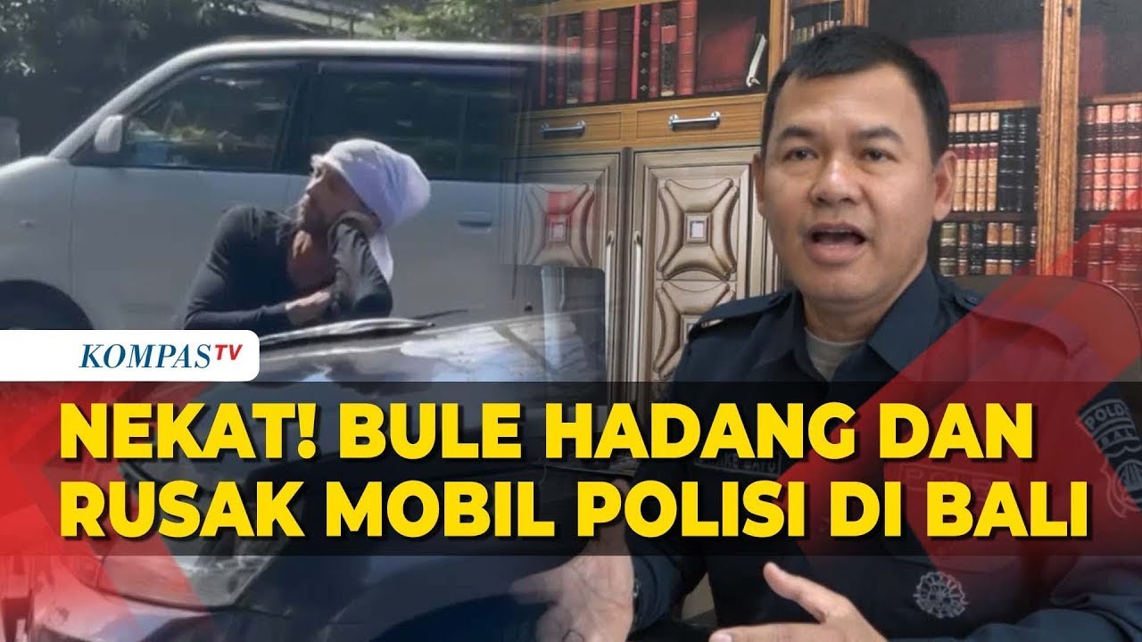 Aksi Nekat Bule Amerika Hadang dan Rusak Mobil Polisi di Bali!