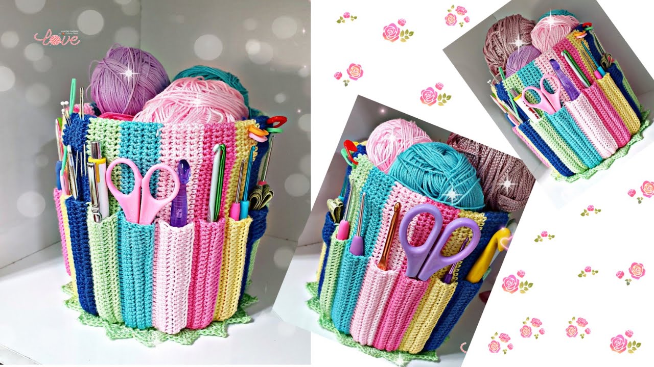 حامل/منظم ادوات كروشيه اوتلبيسة/غطاء علبة للوازم المدرسه والخياطة crochet organizer for hook case