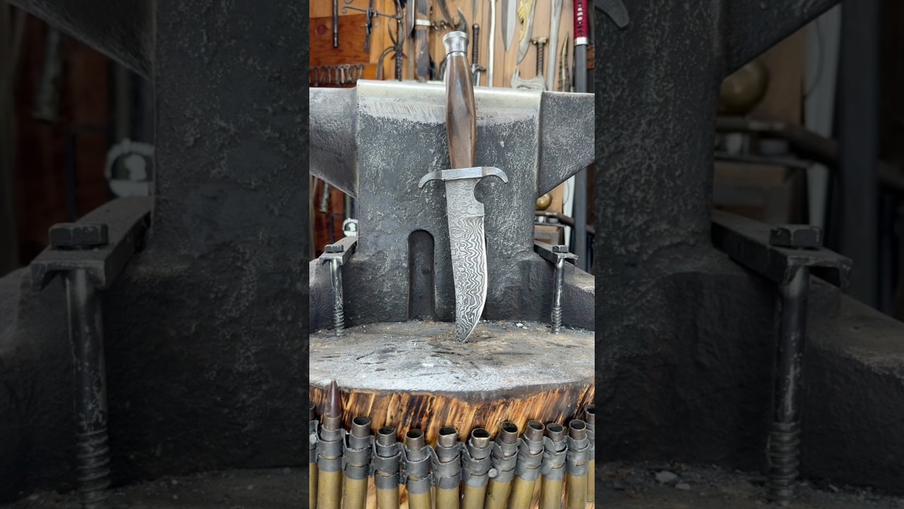 Knife Making - Forging a Damascus Russian survival knife #blacksmith #knifeskills #handmade #tools