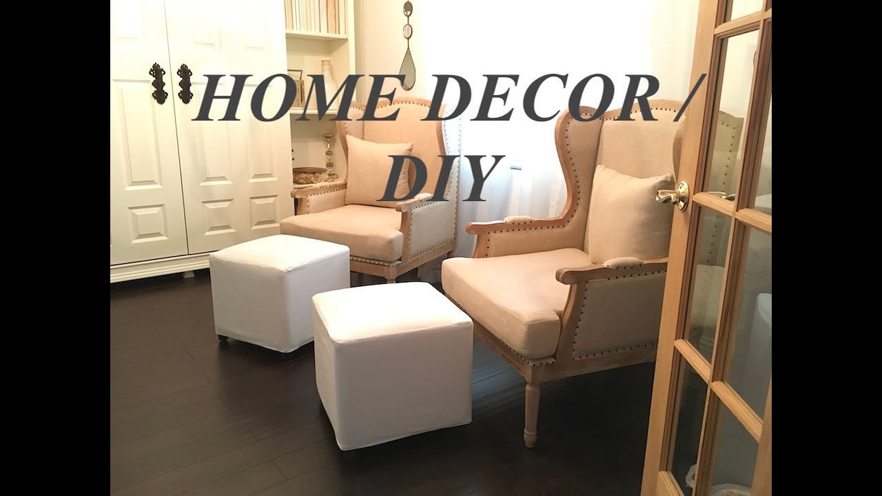 Home Decorating Ideas /DIY  SLIPCOVER OTTOMAN