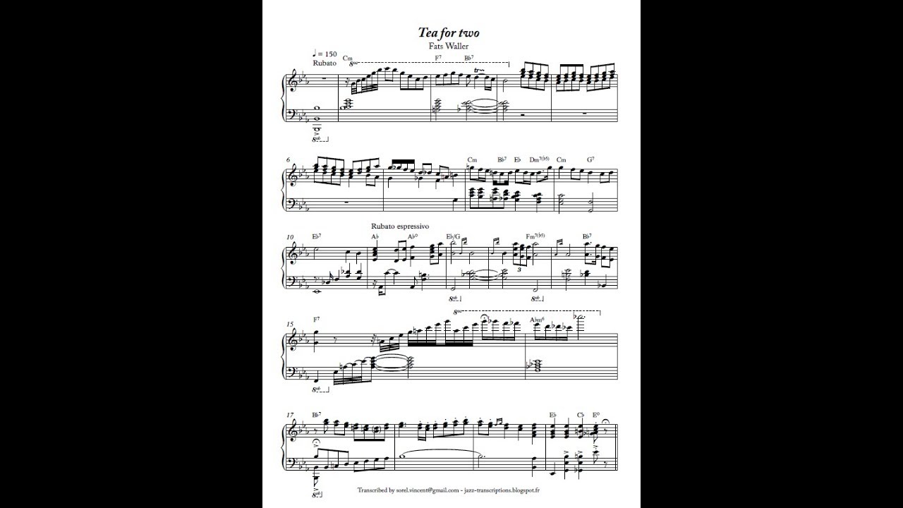 Fats Waller - Tea for Two (V. Youmans) Audio + Sheet music