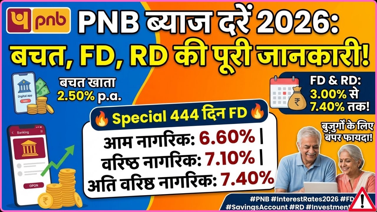 PNB Latest Interest Rates 2026 ! Punjab National Bank FD, RD & Savings Account Rates!