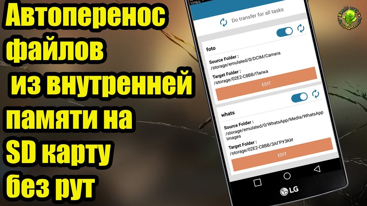 Автоперенос файлов из внутренней памяти на SD карту без рут