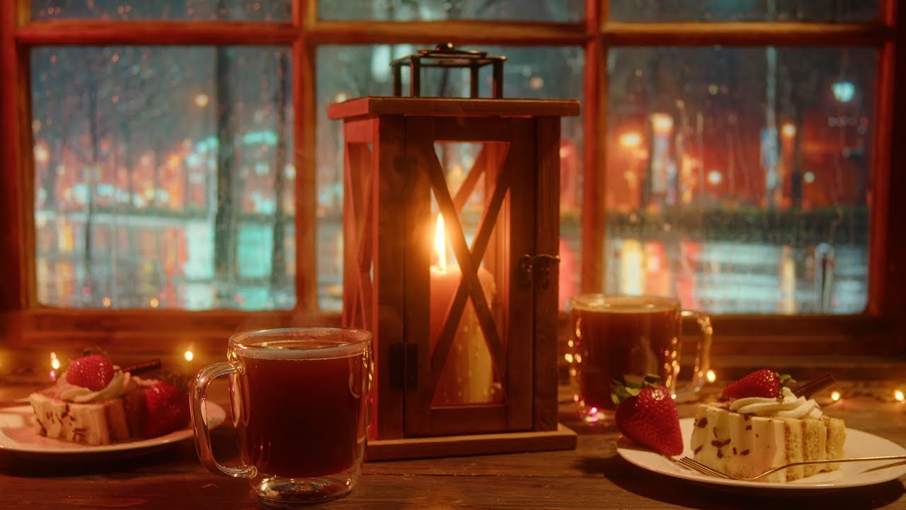 Cozy Coffee Shop Corner With Jazz Music, Chatter & Rain (Real Life Ambience)
