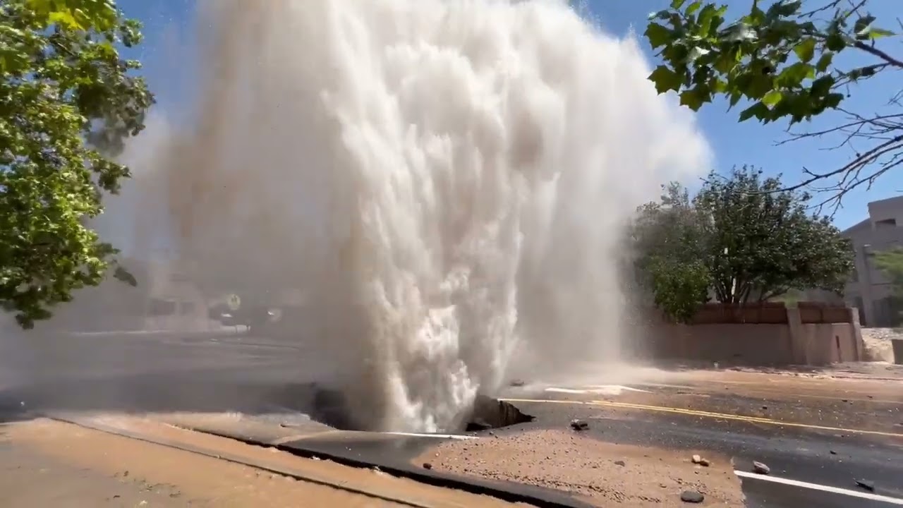 Water Main Break Explodes Out of Road in Albuquerque