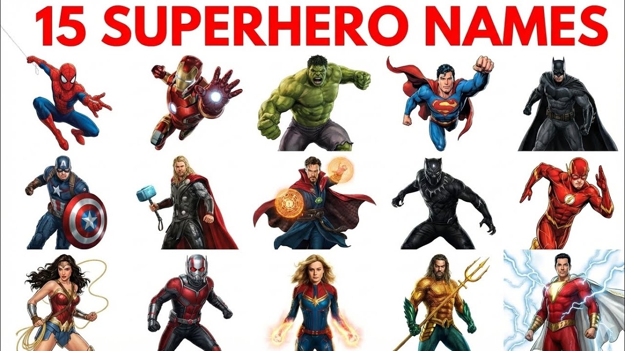 सुपरहीरो के नाम Superhero names for kids English Hindi Pre kids Learning | FunLearning | SuperHero