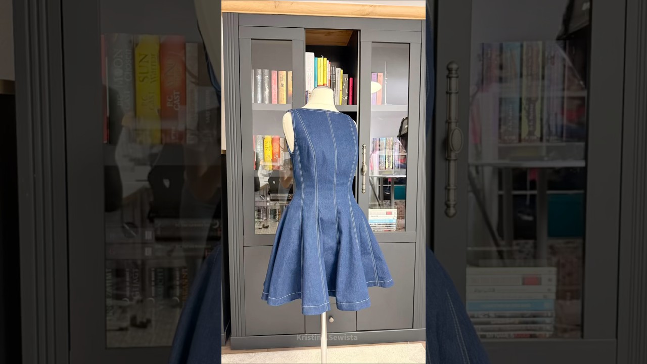 My heloise denim dress is done! Tutorial coming soon! 🤍✨ #denimdress #sewing #sewingpattern