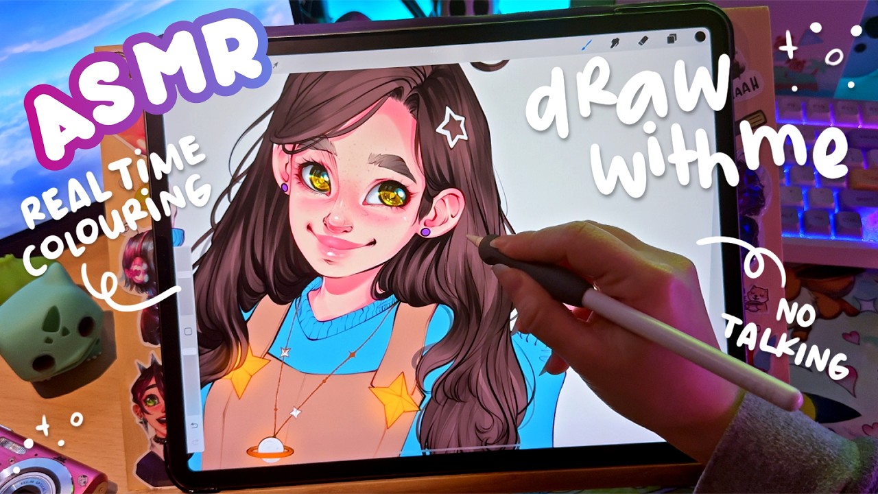 A Long, Relaxing Colouring Night ✦ iPad drawing sounds for sleep and cozy vibes (ASMR no talking)