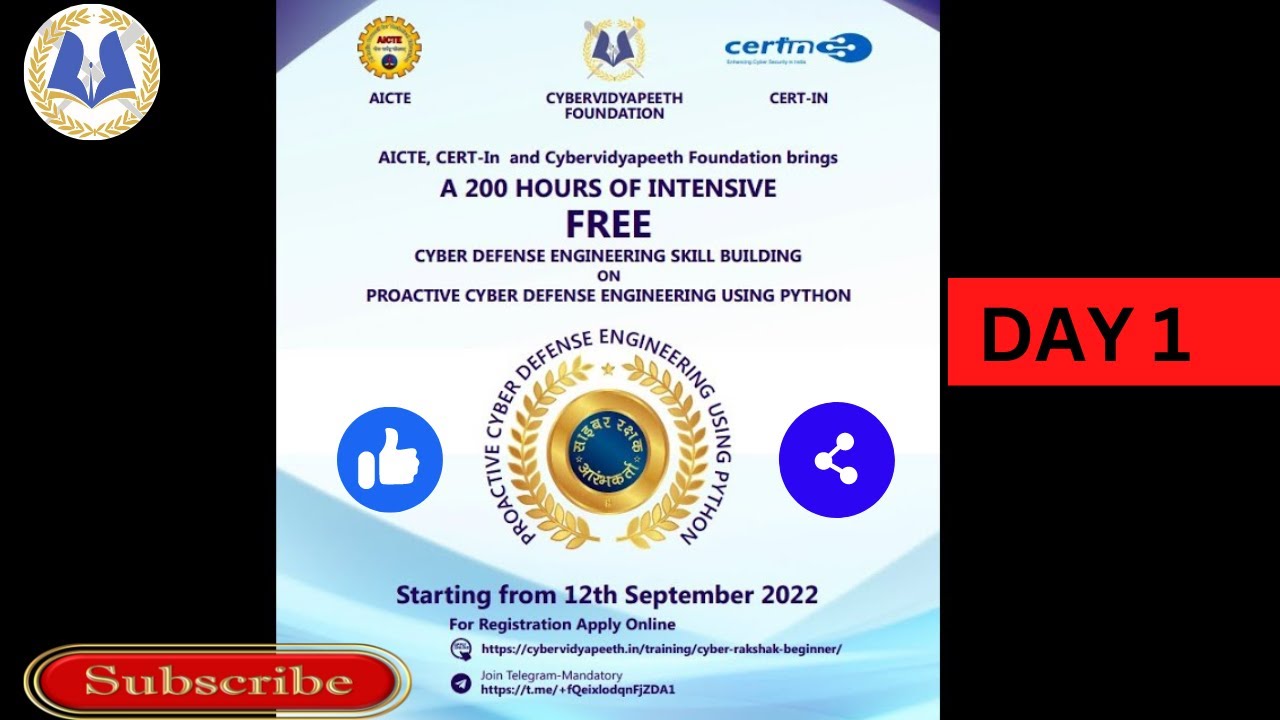 Proactive Cyber Defense Engineering Using Python By Cybervidyapeeth with AICTE & CERT.IN - Day 1