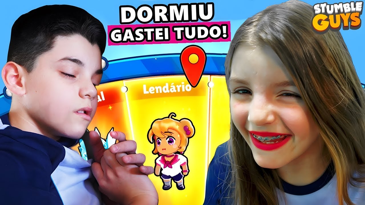 GASTEI GEMAS DO MEU IRMÃO NO STUMBLE GUYS ENQUANTO ELE DORMIA! - Helena Start Games