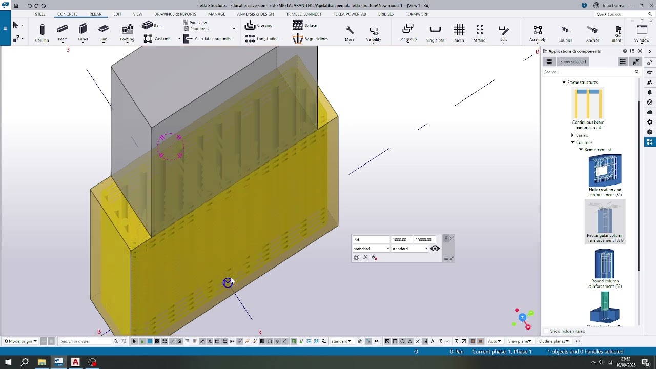 TUTORIAL TEKLA STRUCTURE - CARA BUAT PENULANGAN KOLOM DAN SAMBUNGAN ANTAR KOLOM BERDASARKAN ATURAN