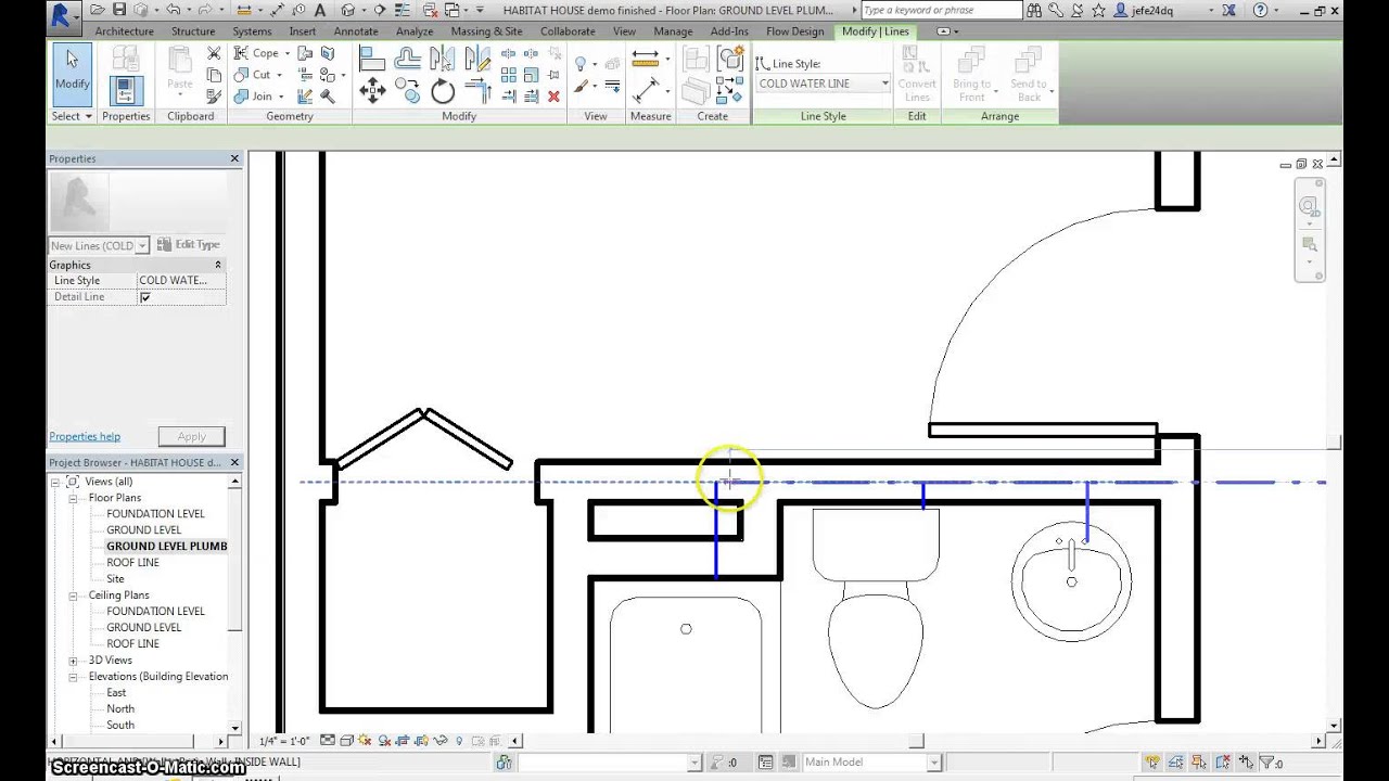 CREATING A PLUMBING PLAN on REVIT for Habitat for Humanity CEA PLTW project