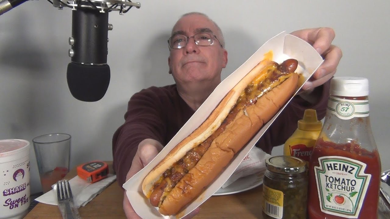 ASMR Eating Sonic Foot Long Chili Cheese Coney Hotdog Onion Rings